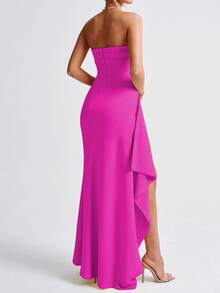 Đầm dạ hội/sinh nhật hở lưng gợi cảm, thanh lịch dành cho phụ nữ, thích hợp cho mùa xuân hè, lễ Phục sinh, lễ Thánh Patrick. - Hoa hồng đỏ - Xem 5