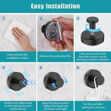 吸盘挂钩适用于淋浴、浴室、厨房、玻璃门、镜子、瓷砖 - 丝瓜络、毛巾、外套 - 防水防锈，哑光黑色 - 彩色 - 查看 8