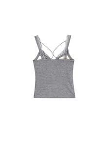 性感系带交叉后背吊带背心，适合春夏季穿作为内衣 - 灰色 - 查看 3