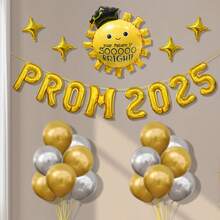 PROM 2025 Graduation Party Decorations, Balloons & Graduation Cap Set - Multicolor - View 8