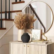 Round Ceramic Vase Black -  Watertight Tabletop Decor, 7.25" Bouquet Holder - 黑色 - 查看 3