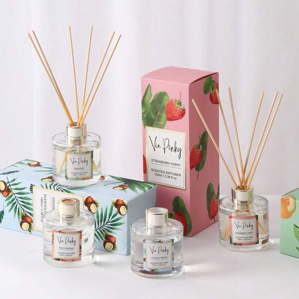 مدفأة الغمر بدون لهب بسعة 100 مل من طراز فيا بينكي، مناسبة لاستخدامها في الفنادق والغرف والبيوت لتعطيرها، تدوم رائحتها من 5 إلى 6 أسابيع