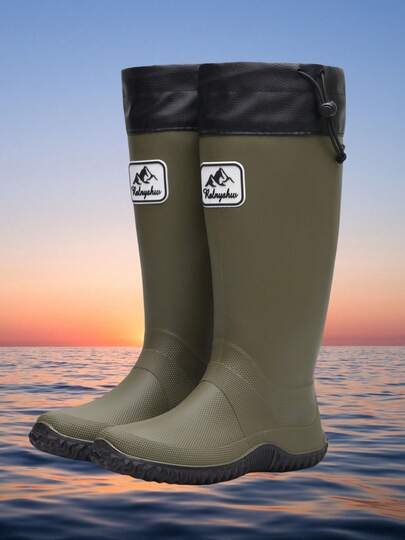 1 Pair Soft, Foldable, Curled, Lightweight Tall Rain Boots For Women, Outdoor Hiking Water Shoes For Men (Run Small By 1 Size)