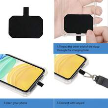 10 Pack Phone Tether Tab, Phone Strap Replacement Part For Cell Phone, Lanyard Patch (Black X10) - Black - View 8