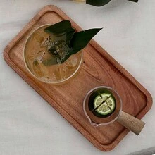 1pc Rectangular Sandalwood Tray, Candle Holder, Small Storage Tray, Suitable For Breakfast, Cake, Dinner, Sushi, Snacks And Fruits, Home Decor And Kitchen Storage, Perfect For Christmas And Thanksgiving - Brown - View 11