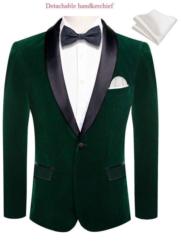 Docapeiton Set con completo da uomo + fazzoletto, abbigliamento elegante da gentiluomo, adatto per matrimoni e occasioni formali