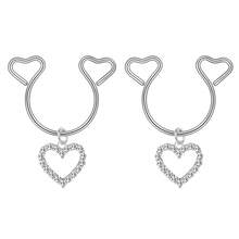1Pair Heart Fake Nipple Ring With Dangle Stainless Steel Non-Piercing Nipple Rings Clip On Nipplerings Faux Body Piercing Jewelry For Women Men