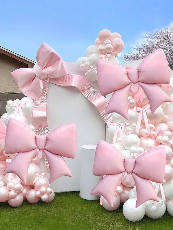 1/3pcs Large Pink Matte Butterfly Foil Balloons, Suitable For Princess Party, Birthday Party Decor, Engagement Wedding, Bridal Shower, Gender Reveal, Bow Themed Photoshoot Props, Anniversary Decoration