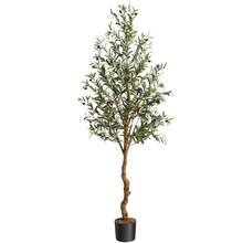 Artificial Olive Tree, 1.8 M Tall, Faux Silk Olive Trees For Home, Office And Living Room Decoration, Indoor Artificial Potted Tree With Natural Wood - 6ftH - 查看 2