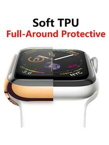 Huastonband Compatible Band And Case Set, 2pcs Rose Gold Stainless Steel Breathable Adjustable Mesh Band + PC Soft Material Anti-Collision Gold Watch Protective Case With Screen Protector For Series SE S10/S9/S8/S7/S6/S5/S4 38mm/40mm/41mm/42mm/44mm/45mm Men's And Women's Smart Watch Accessories, Men's And Women's Accessories For Summer Beach, Party, Holiday Gift - Rose Gold - View 7