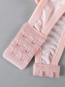 Women's Lace See-Through Ruffled Hem Pajamas With Bow Back Button Closure, Sexy One-Piece Sleepwear - Apricot - View 11