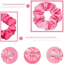 Pacote com 16 scrunchies de cetim para mulheres, mais macios que seda, ideais para o cabelo. Perfeitos para estilizar cabelos finos e grossos. Acessórios para cabelo, scrunchies e acessórios casuais para rabo de cavalo.