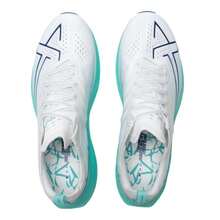 XTEP 男士轻便透气休闲运动鞋，缓冲防滑跑步鞋，经典白/极光绿/石蓝 - 經典白/極光綠/石青藍 - 查看 4
