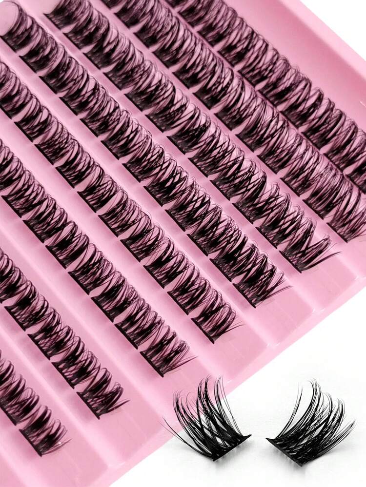 Sibeuna 120pcs D-Curl Fluffy Crossed False Eyelashes, Natural Look, 8-16mm, DIY Lashes, Soft & Fluffy, Lash Clusters, Individual Lashes - D - View 6
