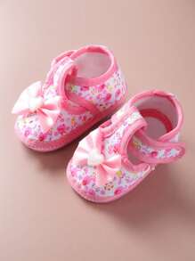 1Pair Newborn Baby Shoes Bowtie Baby Girl Shoes Anti-Slip Soft Sole Bottom Walking Princess Shoes First Walkers