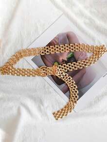 1pc Women's Punk Style Metallic Fish Scale Pattern Waist Belt - A - View 6