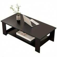 Modern Coffee Table Living Room Tea Side End Desk With Lower Storage Shelf Black
