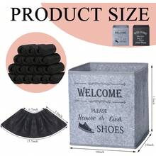 2 Pcs Shoe Covers Box With 200 Pcs Disposable Non Slip Shoe Covers Booties Foot Dispenser Holder Foldable Storage Box For Indoors Open House Supplies, 10 X 10 X 11 Inch(Black) - Black - View 8