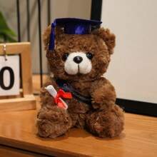 Graduation PhD Cap With Teddy Bear Ribbon | Creative Graduation Souvenir, Plush Teddy Bear Doll, Dorm Decor Photo Prop, Gift For Teacher, Classmate, Friend For Graduation Season
