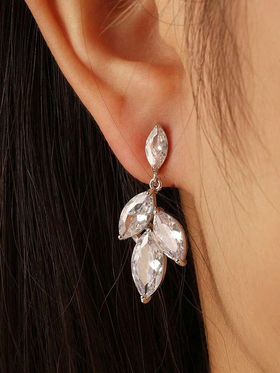 2 件奢华方晶锆石流苏耳环，经典新娘/伴娘时尚珠宝 - 耳環 - 查看 1