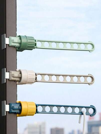 1pc/3pcs Rotary Clip-On 8 Holes Window Clothes Drying Rack, Suitable For Travel, Outdoor Anti-Theft Net Hanger To Dry Clothes