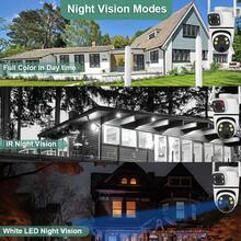 Cámara de seguridad inalámbrica de alta definición 1080P, para exteriores PTZ con audio bidireccional, detección de movimiento, giro-inclinación de 360°, visión nocturna a color, lente gran angular, PIR, montaje en pared, alimentada por energía solar con batería de litio, control remoto, sistema de monitoreo doméstico inteligente con control de aplicación, WiFi de 2.4G/5G, LED para monitoreo de bebés y mascotas - Blanco - Ver 8