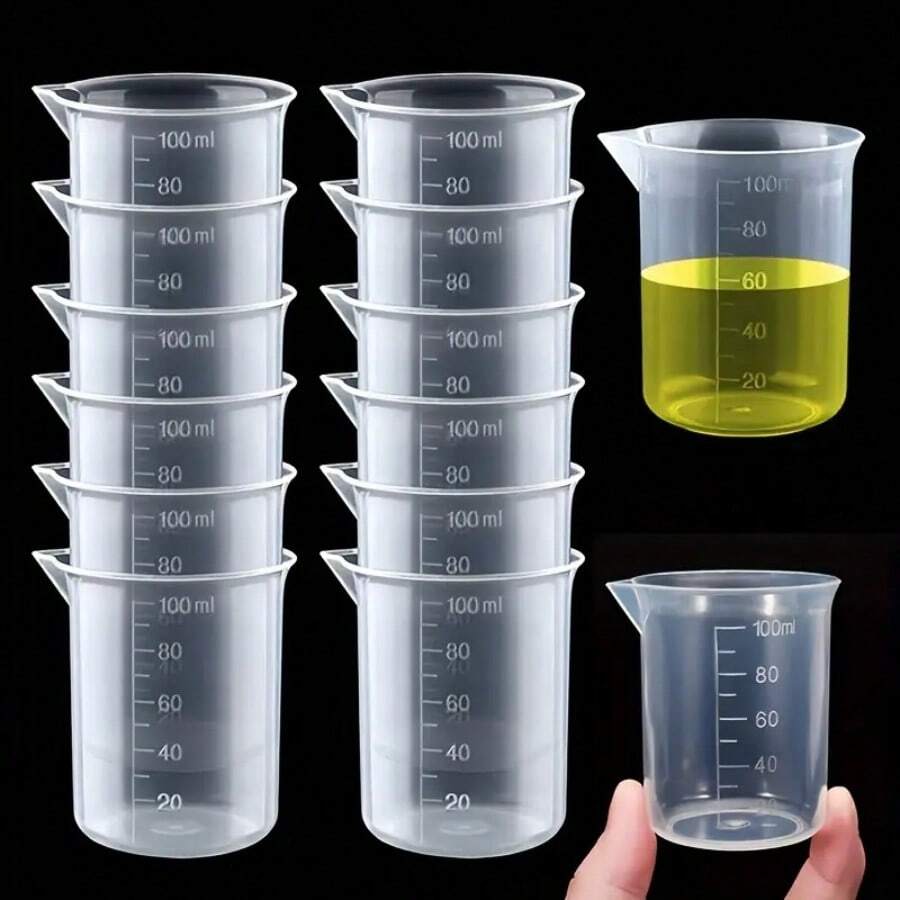 [Thickened Measuring] Measuring Cup | 10pcs/20pcs, 3.38oz | PP Thickened | Graduated, Multifunction | Kitchen, Baking, Cooking | Essential Kitchen Tools - Transparent White - View 1