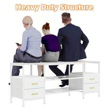 Large TV Stand, Sofa Sideboard, Living Room Cabinet, Large Capacity, Stylish And Modern Design, Durable, With Multiple Shelves, Convenient For Storing Books And DVDs, 160x40x59cm - trắng - Xem 4