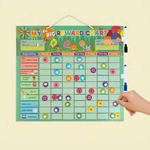 BELLKIDS 156 Stücke Verhaltensbelohnungstafeln, Wachstumsaufzeichnungstafeln, Gewohnheits-Selbstdisziplin-Tafeln, doppelseitige magnetische Holztafel, Einzel- und Gruppenwettbewerb, Pentagramm-Aufkleber, Klassenzimmer-Interaktion, Lehrer-Anreiz-Requisiten, Klassenzimmer, Familie, Lehrmittel, Schulanfang