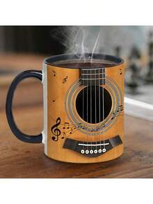 1 件，330ml/11oz 内部颜色黑色陶瓷独特吉他贝斯钢琴设计陶瓷咖啡杯适合音乐爱好者 - 2025 年新品，330ml/11oz 多功能陶瓷杯/咖啡杯/茶杯/牛奶杯/早餐杯/水杯 回到学校 - 黃色 - 查看 8