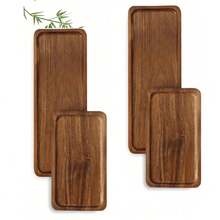 1pc Rectangular Sandalwood Tray, Candle Holder, Small Storage Tray, Suitable For Breakfast, Cake, Dinner, Sushi, Snacks And Fruits, Home Decor And Kitchen Storage, Perfect For Christmas And Thanksgiving - Brown - View 2