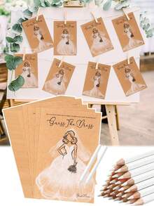 10pcs Bridal Shower Game Cards, Including Water-Soluble Pencils, DIY Wedding Game Card Set, Fun Wedding Party Games, Suitable For Bachelorette Party, Bridal Shower, Valentine's Day Party, Wedding Decoration Party Supplies - Multicolor - View 1