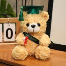 Graduation PhD Cap With Teddy Bear Ribbon | Creative Graduation Souvenir, Plush Teddy Bear Doll, Dorm Decor Photo Prop, Gift For Teacher, Classmate, Friend For Graduation Season