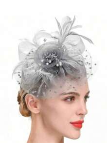 1pc Women's Garden Party Fascinator Hat, Kentucky Derby Wedding Cocktail Net Feather, Vintage Costume Headband For Party/Event,Hairband,Hair Hoop,Hair Accessories Headbands - Multicolor - View 16