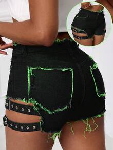 Quần short kim loại tua rua thời trang gợi cảm năm 2025 - màu đen - Xem 2