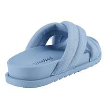 Women's Slide Sandals Slip On Open Toe Cute Platform Criss Cross Flat Sandals - Denim Blue - View 4
