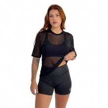 Women's Blouse T-Shirt Transparent Tulle Gym Fitness - màu đen - Xem 3
