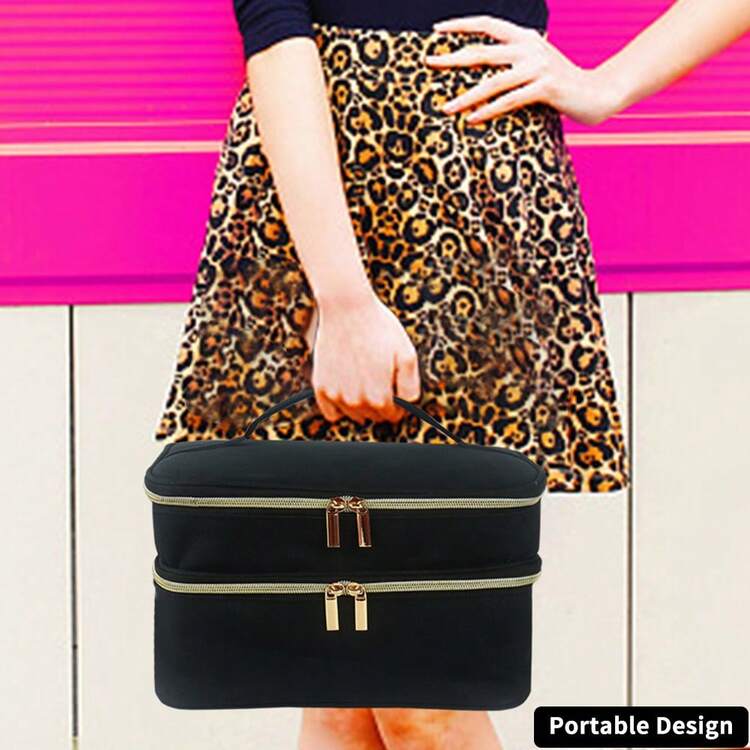 New Arrival Best Selling Sewing Accessories Storage Bag, Dual-Layer Sewing Tools & Accessories Organizer, Dual-Layer Travel Sewing Box, Holds Scissors, Thread, Pins, Needles, Clips, Etc., With A Double-Sided Storage Board In The Middle To Secure Pens, Crochet Hooks, Thread And Other Sewing Tools For Easy Access. - Black - View 11