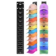 2 Peças Rack de Chapéu Montado na Parede com Caixa de Armazenamento, Rack de Chapéu de Beisebol de Plástico com Opções de Montagem com Cola e Parafuso para até 24 Chapéus, para Armários, Portas, Paredes, Mesas