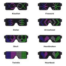 Gafas con luces LED recargables por USB, con iluminación dinámica para fiestas, adecuadas para verano, playa, viajes al aire libre, moda, estilo de fiesta con montura grande, apropiadas para festivales de música y estilo universitario de vuelta al colegio - multicolor - Ver 2