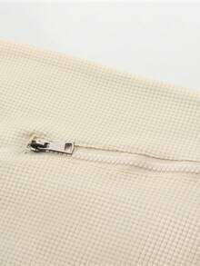 2pcs/Set Plus Size Men's Jacquard Zip Up Casual Sports Solid Color Long Sleeve Jacket & Pants Outfit, Suitable For Spring - Beige - View 5