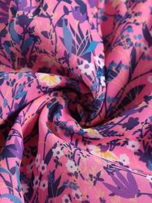 EARO 女式海军蓝碎花 A 字裙，高腰休闲宽松度假优雅设计拼布喇叭裙，春秋