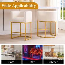 26" H Counter Height Bar Stools Set Of 4, Modern Barrel Counter Stools With Backrest And Arms, Fabric Upholstered Accent Barstools - Vàng - Xem 5