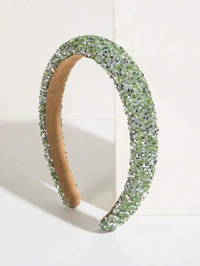 1 件韩式水钻多巴胺柔和色海绵头带，简约温柔甜美奢华感觉派对发饰、发带、发箍头带