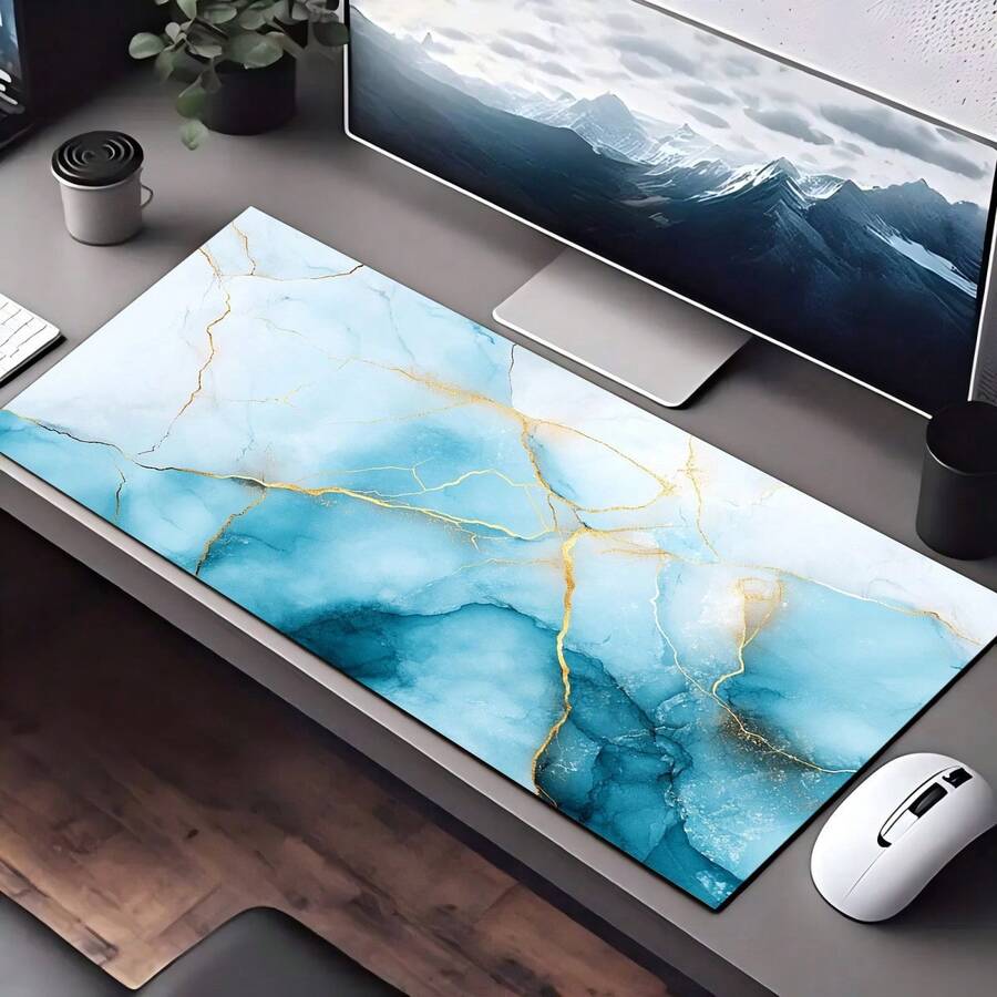 1 pezzo Tappetino mouse da gioco extra large esteso, antiscivolo, con design a strisce di marmo, tappetino da scrivania durevole, adatto per eSport, computer e ufficio, tavolo da pranzo, isola di cucina