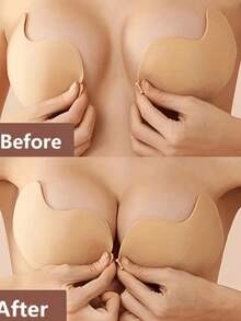 隐形提升胸罩乳头贴，芒果形自粘防滑无缝胸罩，女士内衣及内衣配件 - 杏色 - 查看 1