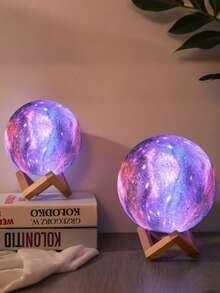 Lampada a forma di luna da 12cm, lampada d''atmosfera creativa per comodino, globo lunare in legno con 7 colori cangianti per camera da letto, decorazione per la casa, luce notturna LED, regalo di compleanno per ragazzi e ragazze, disponibile in 8cm/10cm/14cm/giallo/7 colori