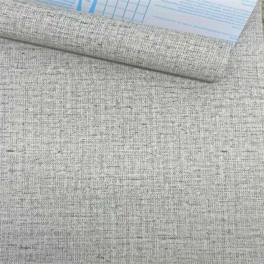 3D Linen Textured Adhesive Wallpaper 5mx 45cm - Cinza claro MA105B - Ver 1