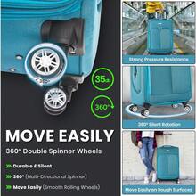 Deluxe Edition 29" Large Suitcase Super Lightweight 20% Expandable 4 Wheels Spinner Soft Shell Check In Luggage For 23kg - Blue - View 5