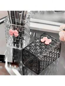 1/4 pièces Boîte de rangement de bureau transparent, support à stylos et boîte de rangement, idéal pour les fournitures scolaires, le bureau, le dortoir, le maquillage, les soins de la peau et les accessoires de bureau - Multicolore - Voir 2
